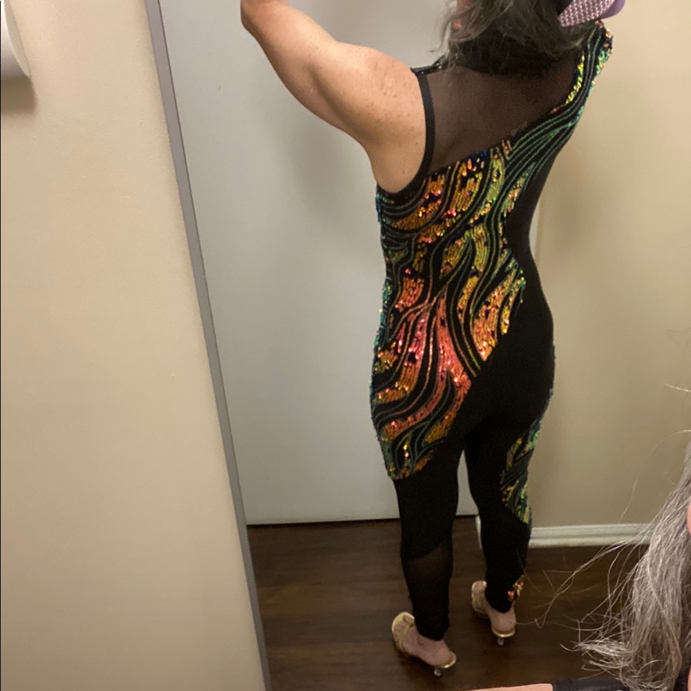 Intergalactic One Shoulder Sequin Jumpsuit - Picture 5 of 11